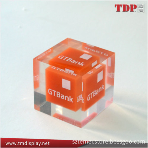Clear Crystal Resin Customize Block Lucite Dice Cube with Printing